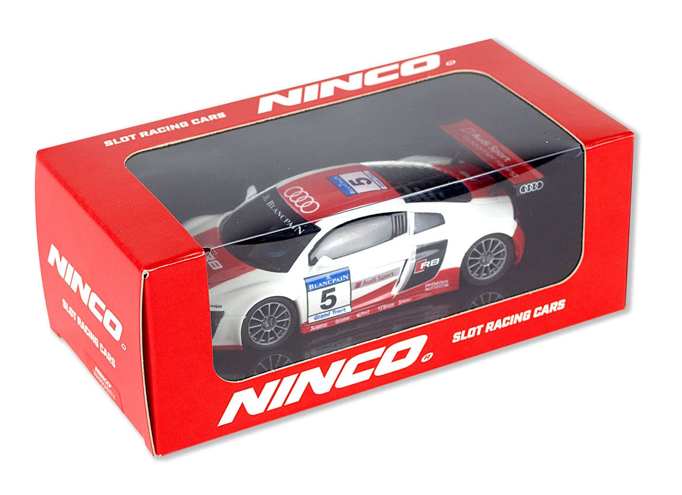 Ninco - Audi R8 GT3 Alb și Roșu. Mașină Slot la Scara 1:32. (50670)