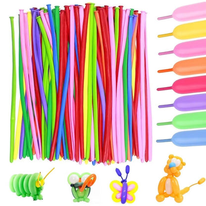 HELOVGE 200 bucăți Set de baloane modelatoare lungi colorate din latex elastic pentru petreceri și nunți