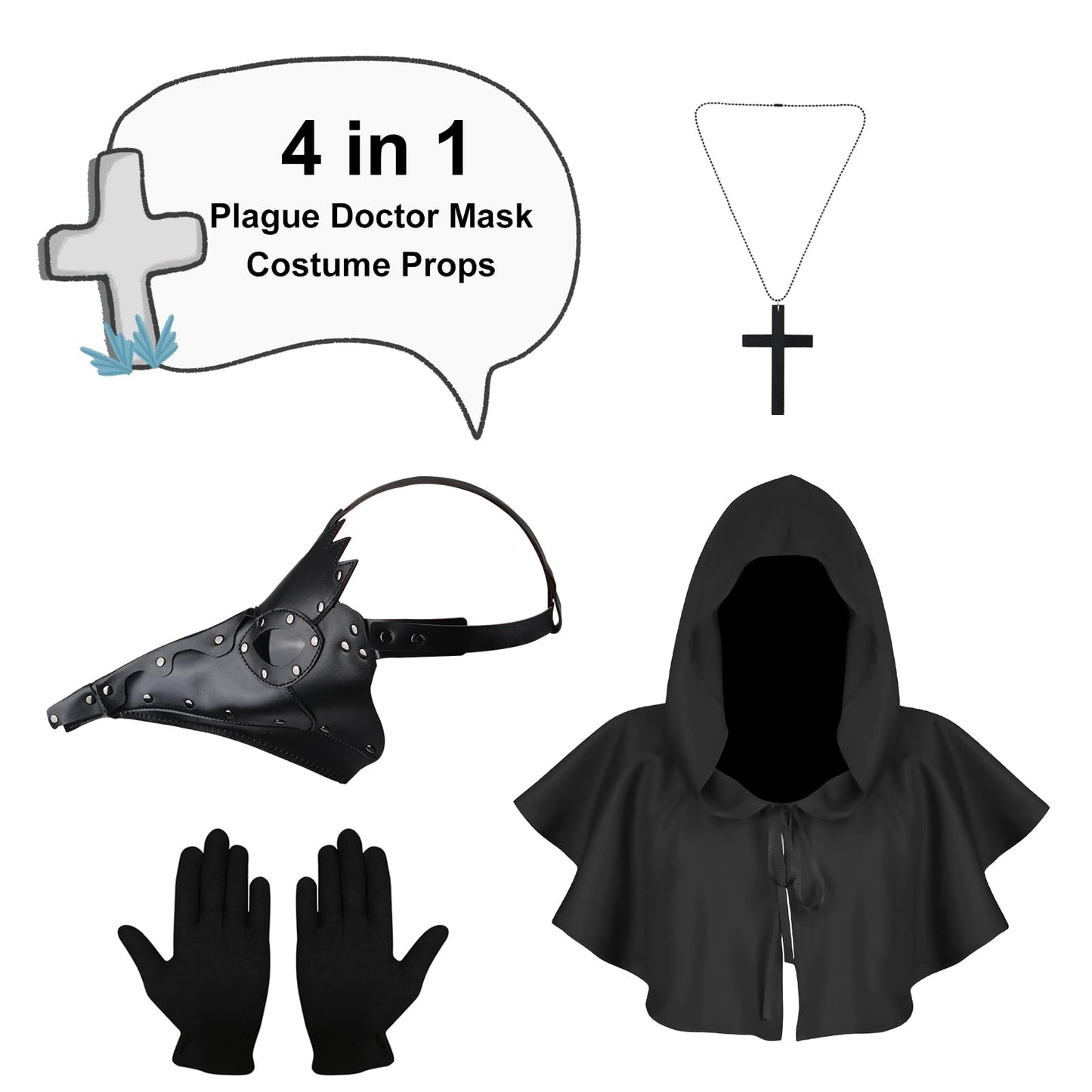 Kungfu Mall Set Mască Doctor Ciuma 4-in-1, Halloween