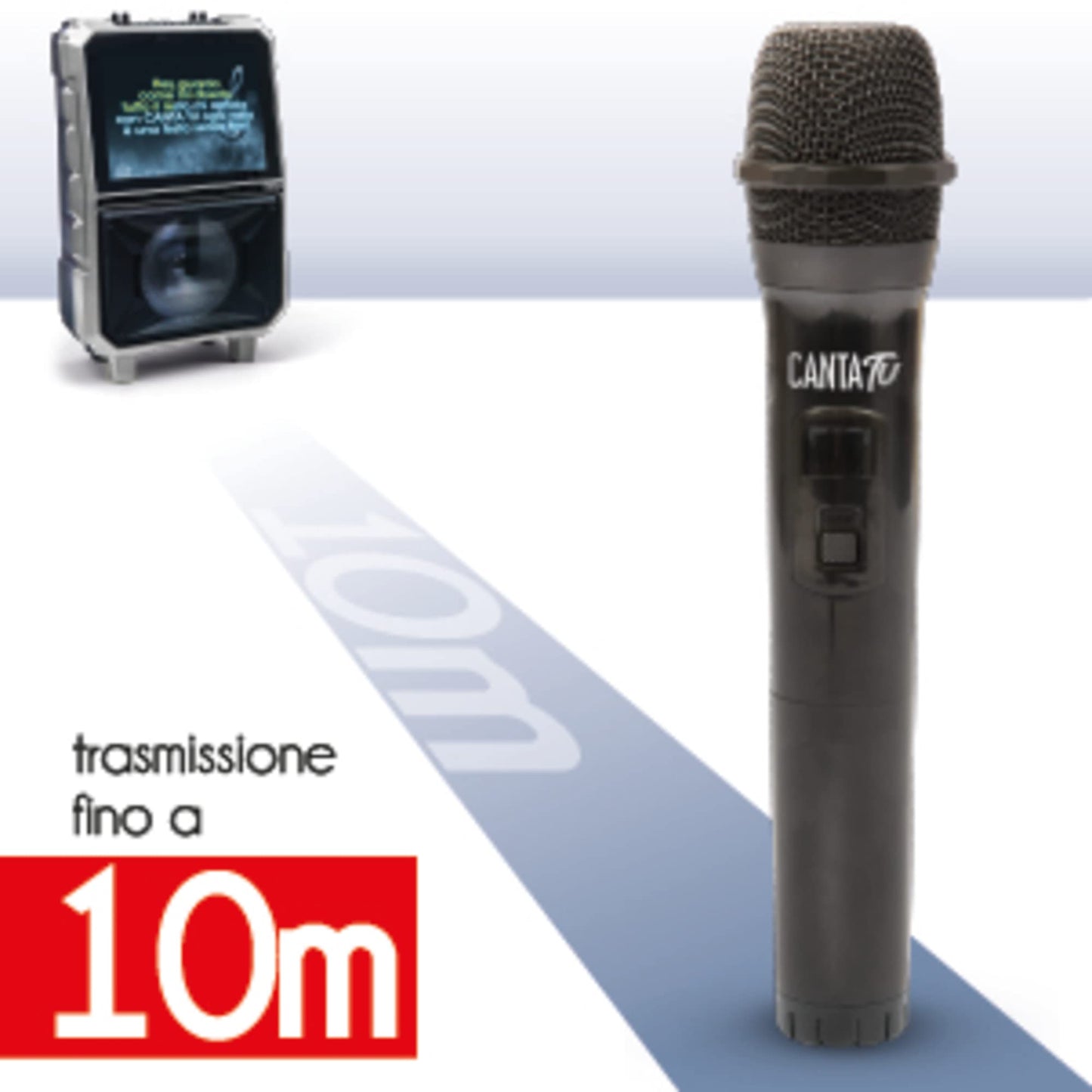 Microfon Bluetooth Canta Tu, Microfon Karaoke, Rază de acțiune 10 metri, conexiune simplă, design unic, frecvență 2402 MHz-2480 MHz, calitate excelentă a sunetului, ideal pentru karaoke.
