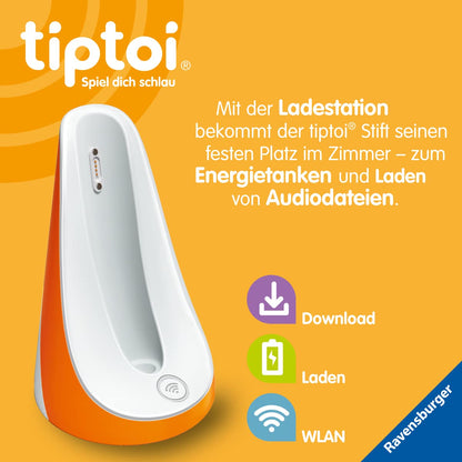 Ravensburger tiptoi Ladestation 00111 - Încărcător pentru acumulator și fișiere audio, stație de încărcare pentru stiloul tiptoi, accesorii tiptoi