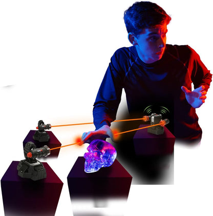 SpyX Alarm cu laser pentru copii – Protejează-te cu raze invizibile cu LED pentru misiuni de spionaj distractive – inclusiv 2 raze super luminoase și alarmă de recepție, de la 6 ani.