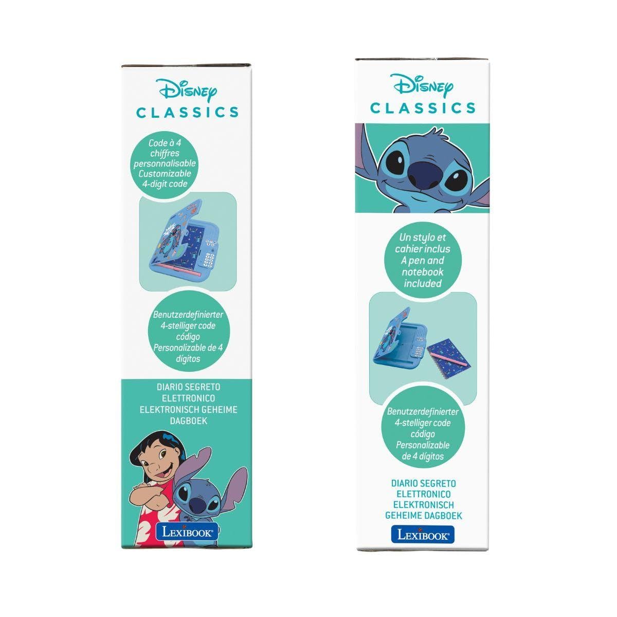 Jurnal electronic Lexibook Disney Stitch cu stilou și caiet, interactiv, protejat prin parolă, funcții distractive, efecte sonore, albastru, SD50D
