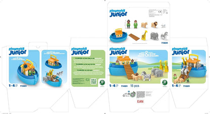 PLAYMOBIL JUNIOR Meine Mitnehm-Arche Noah Set de joacă sustenabil pentru copii de la 1 an