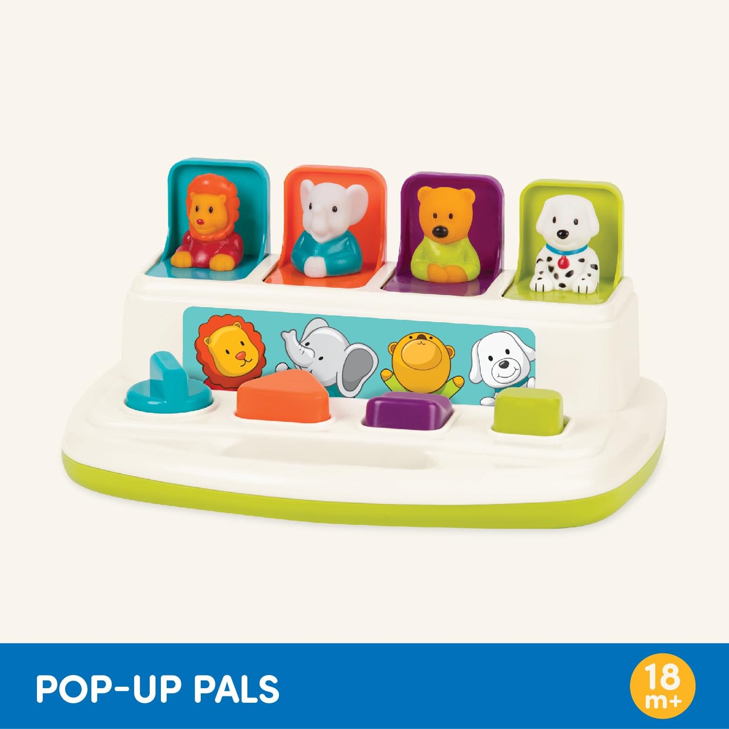 Battat BT4613Z Jucărie interactivă cu animale pop-up 4 animale pop-up 18 luni+