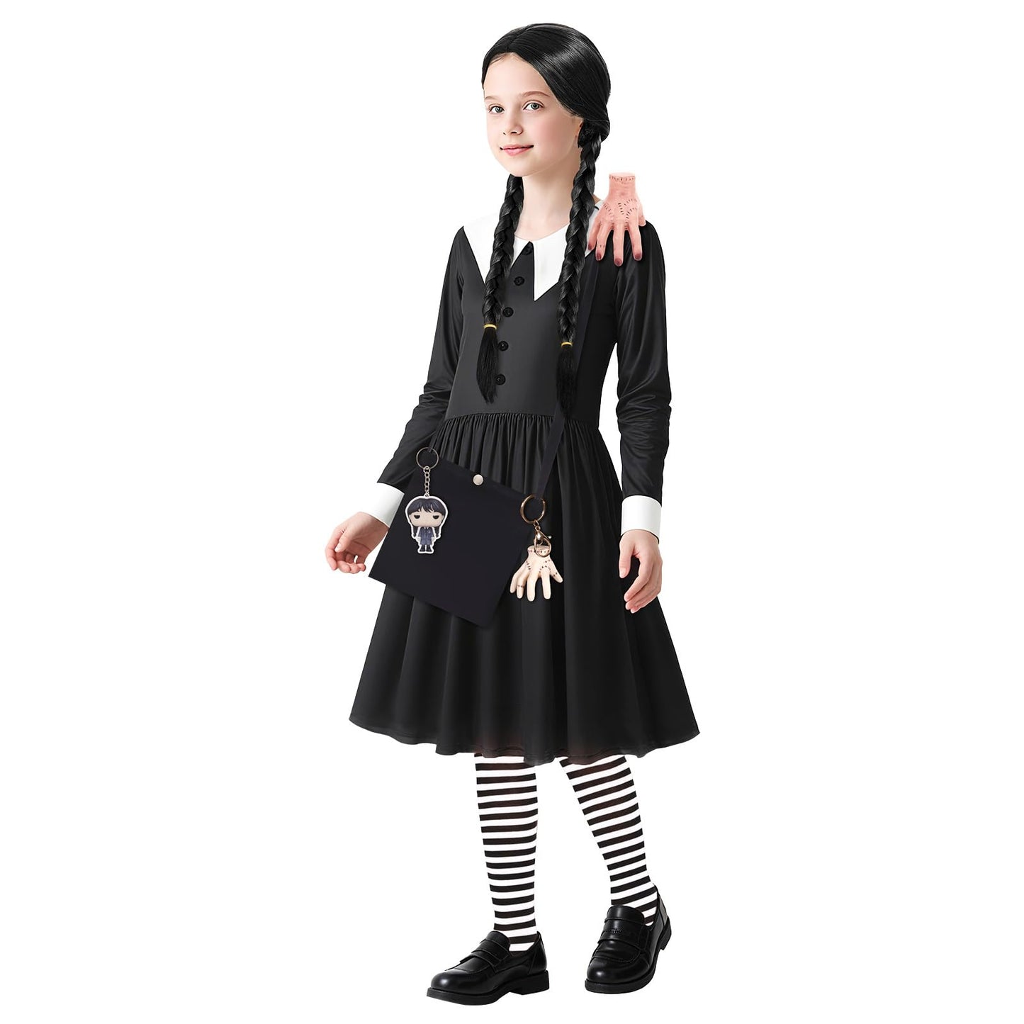 SINSEN Costum Wednesday Addams Copii, negru