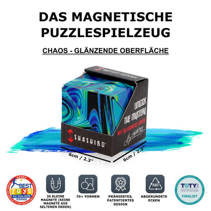 Shashibo SHA11MO Set de construcție cub magnetic transformabil cu 36 magneți din pământuri rare, peste 100 forme, de la 6 ani (Mystic Ocean)
