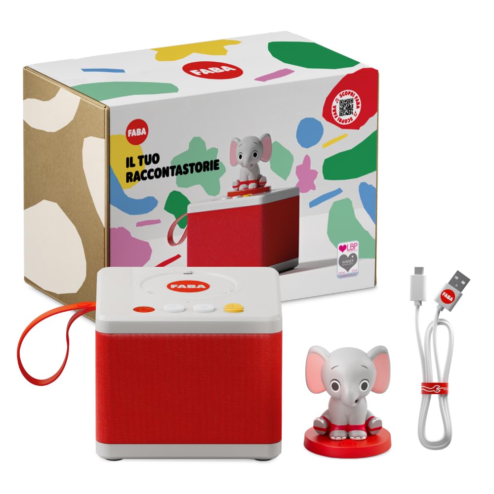 FABA Povestitor – Box audio cu figură sonoră „Ele, elefantul” – Jucărie educativă, versiune italiană, pentru copii de 0-6 ani
