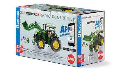 siku 6792 Tractor John Deere 7310R cu încărcător frontal, verde, metal/plastic, 1:32, aplicație Bluetooth