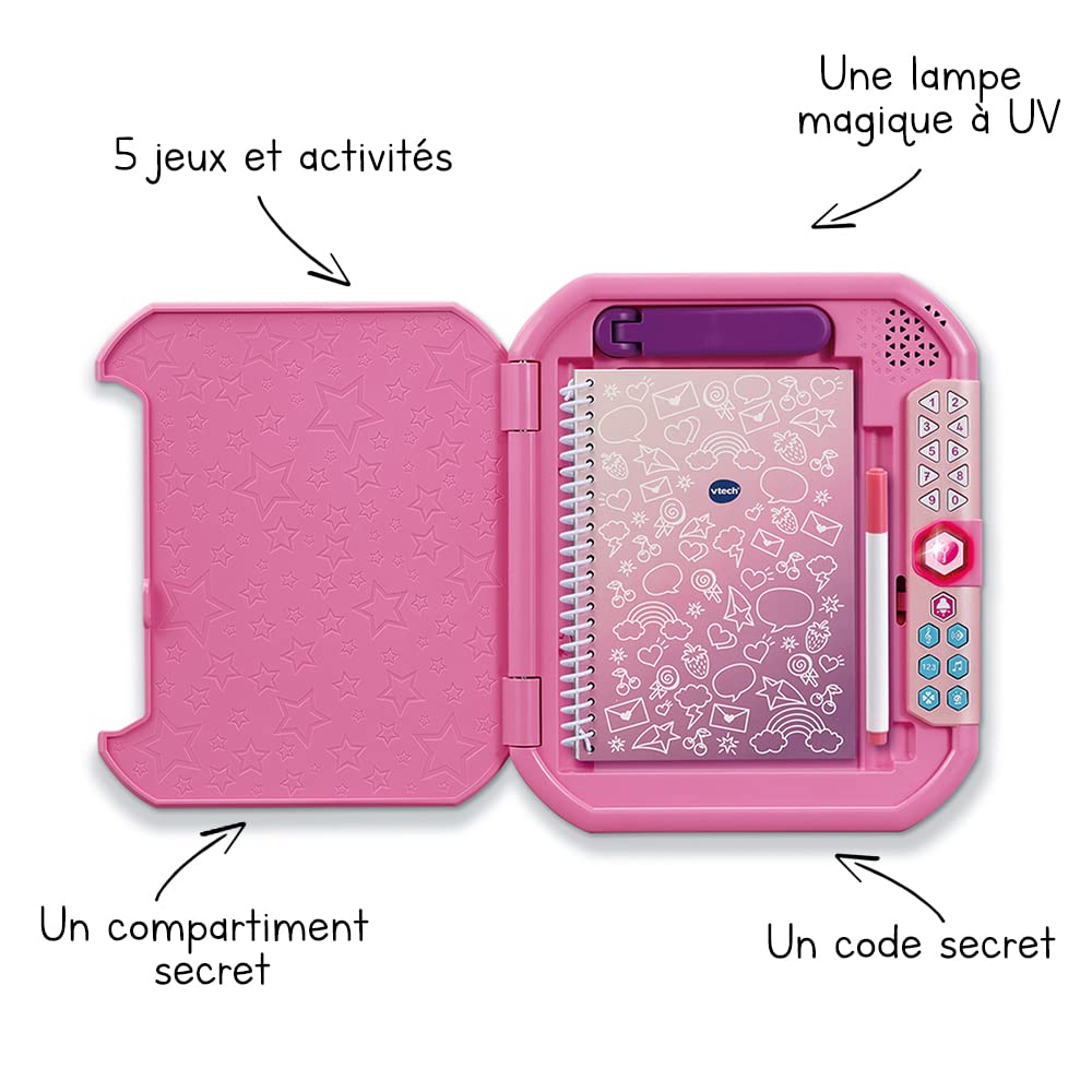 VTech KIDISECRETS MAGIC GLOW Jurnalul Interactiv 532405, Jucărie Interactivă, Multicolor, 17,6 x 3,6 x 20,8 cm, Versiune Franceză