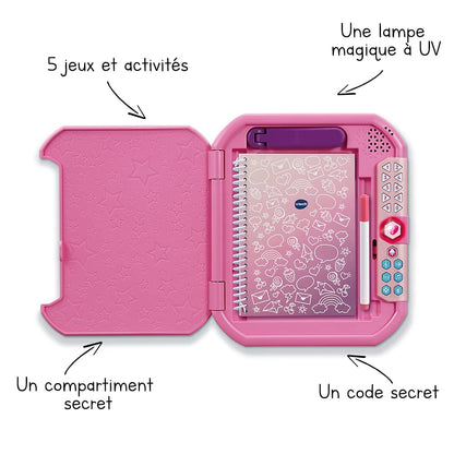 VTech KIDISECRETS MAGIC GLOW Jurnalul Interactiv 532405, Jucărie Interactivă, Multicolor, 17,6 x 3,6 x 20,8 cm, Versiune Franceză