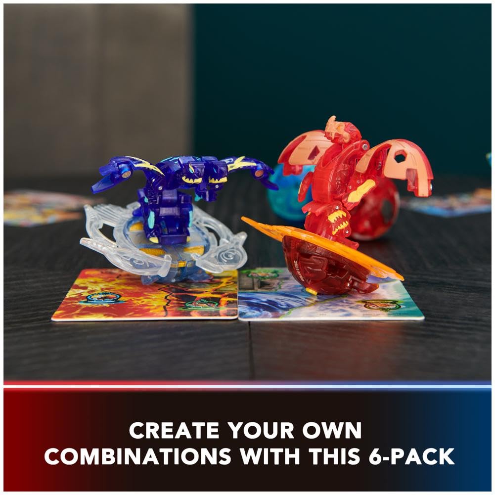 BAKUGAN Pachet Ultimate 6, Special Attack Dragonoid, Nillious, Mantid, Octogan, figurine de acțiune personalizabile cu rotație, jucărie pentru băieți și fete