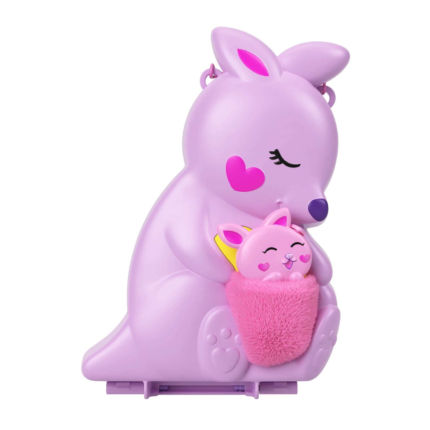 Polly Pocket Geanta Mama și Joey Cangur - Set de joacă 2-în-1 cu cameră pentru pui de animale, 2 păpuși, 7 animale și accesorii, inclusiv geantă moale și cutie, perfect pentru călătorii, de la 4 ani, HKV50
