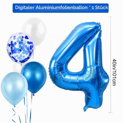 LuxeLark Set baloane pentru petrecere 24 piese cu baloane albastre pentru băieți și banner La Mulți Ani 4 ani