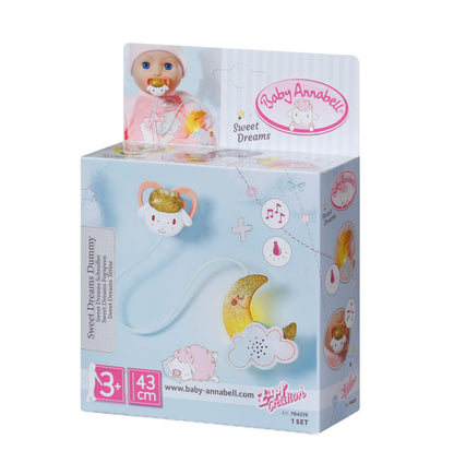 Baby Annabell Sweet Dreams, suzetă cu funcție de lumină și sunet, alb și auriu, 704219 Zapf Creation