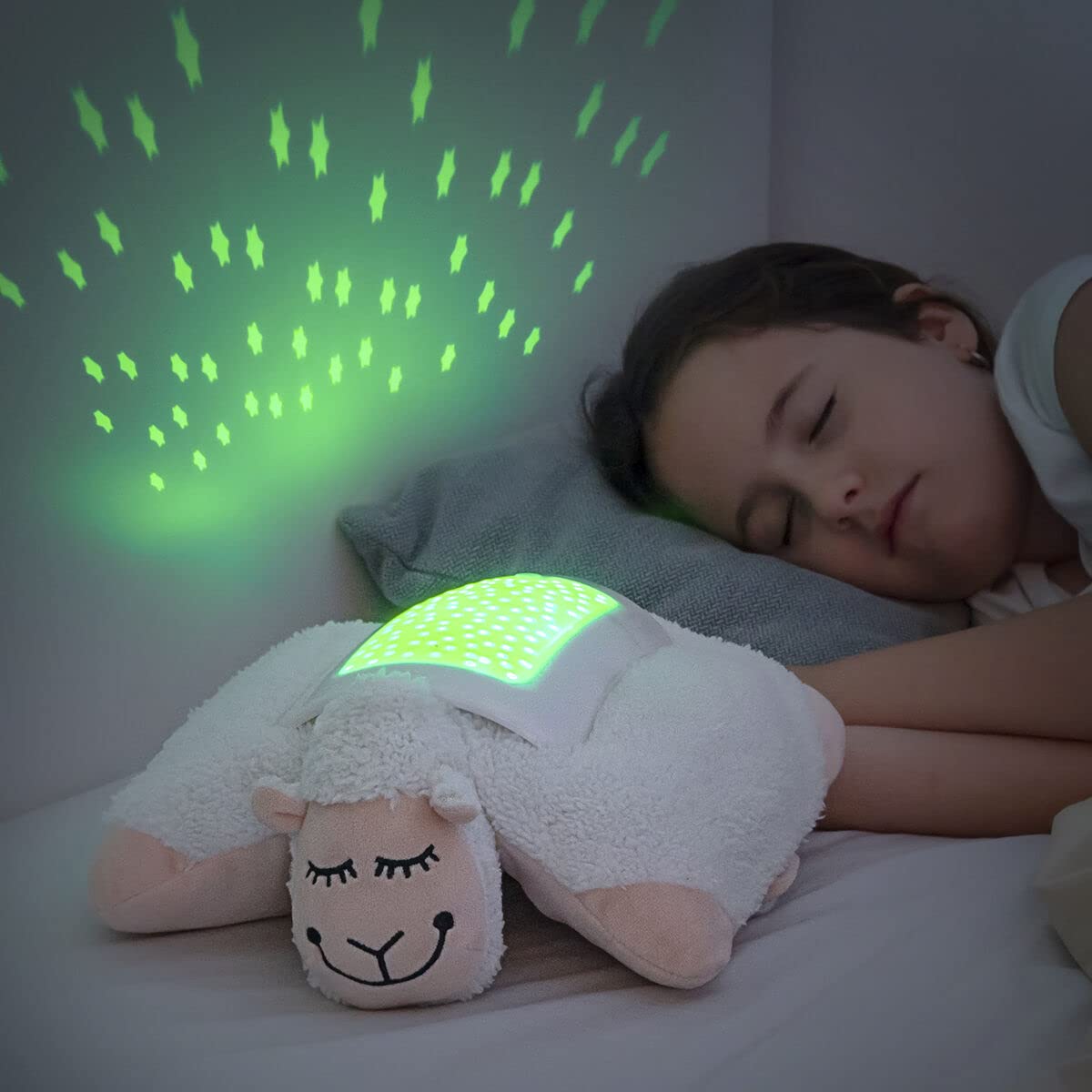 Jucarie oaie de plus cu proiector de stele LED, InnovaGoods Gadget Kids, oprire automata, +3 an