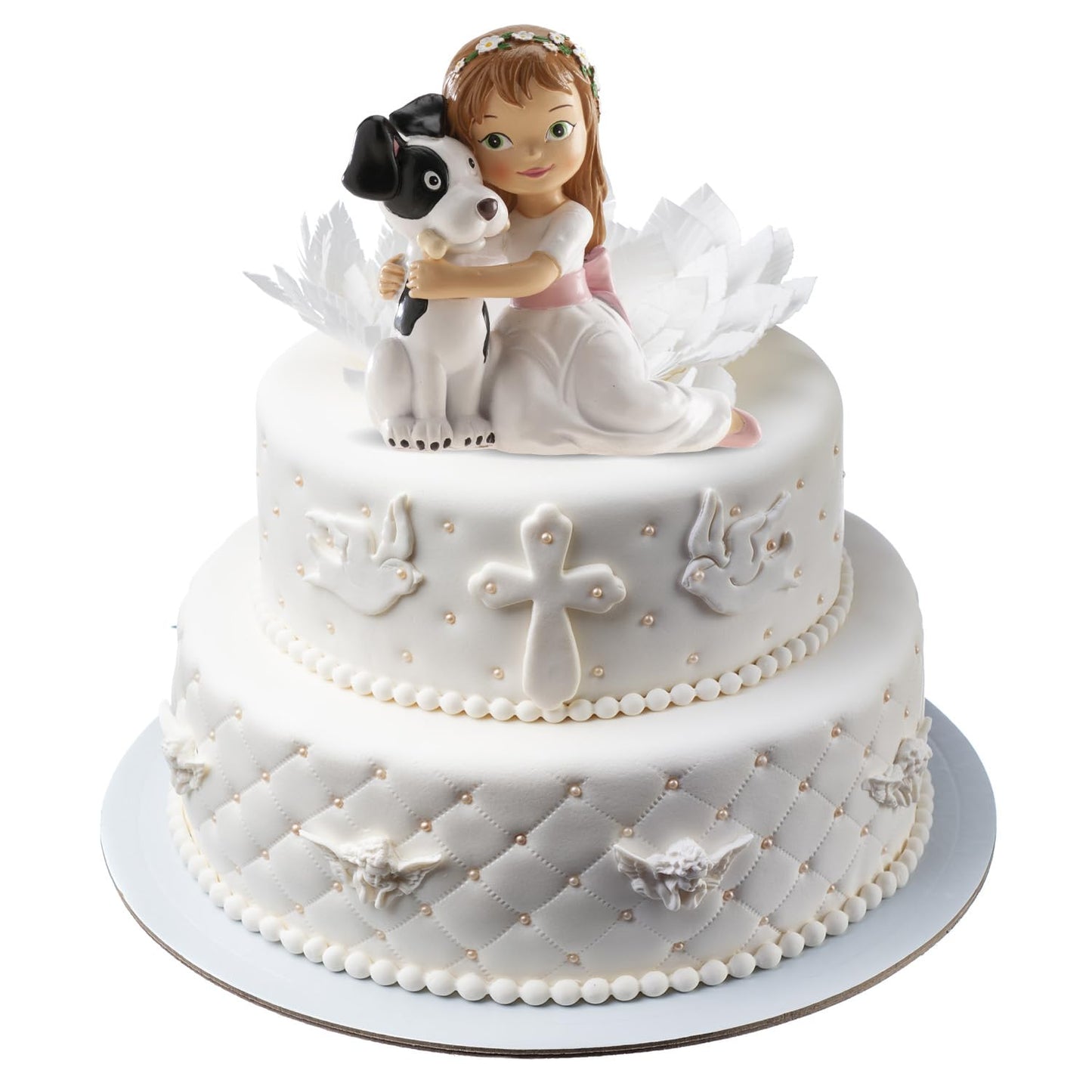 Dekora Figurină Prima Împărtășanie, fată cu câine, 11,5 cm