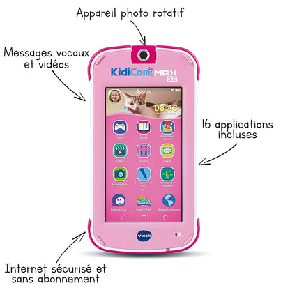 VTech 546555 KidiCom - Telefon interactiv pentru Copii, Roz