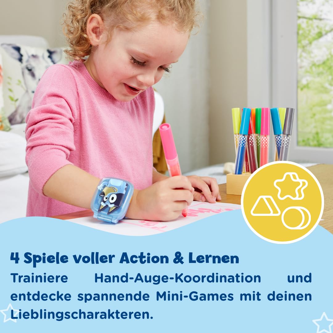 VTech Bluey Ceas educațional interactiv cu 4 jocuri pentru copii 3-6 ani