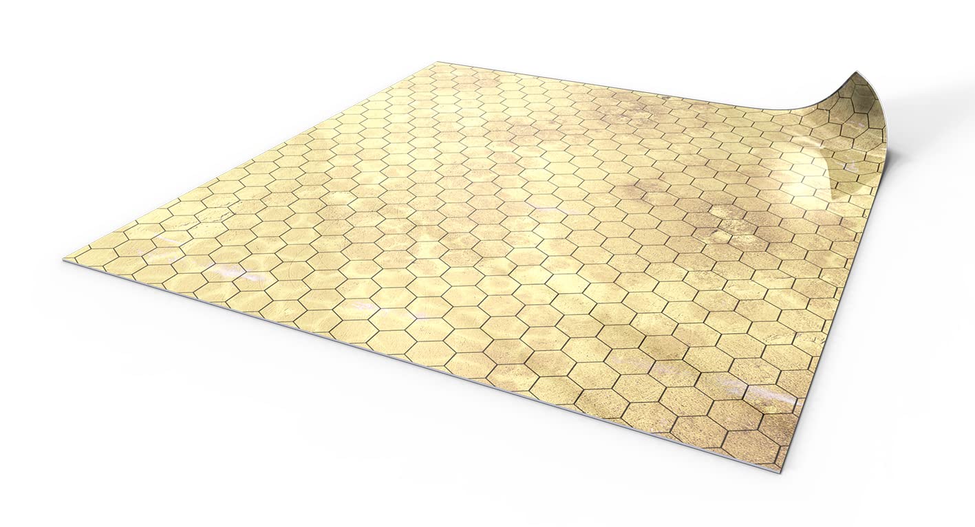 Covoras RPG 50x50cm cu grila hexagonala - covor de lupta cu stergere uscata pentru jocuri de rol, Dungeons and Dragons, Pathfinder - Papirus 1