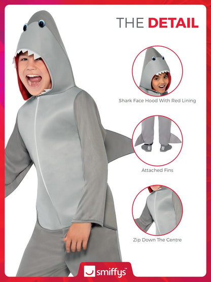 Smiffys Costum Rechin cu glugă, gri, 7-9 ani