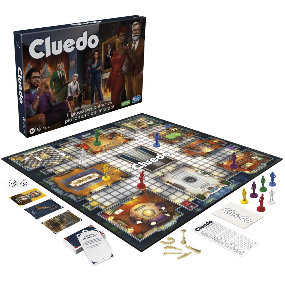 Cluedo Clasic Refresh (Joc în cutie, Hasbro Gaming), pentru copii și fete de la 8 ani, Cluedo revizuit pentru 2-6 jucători, jocuri de mister și investigație pentru familie.