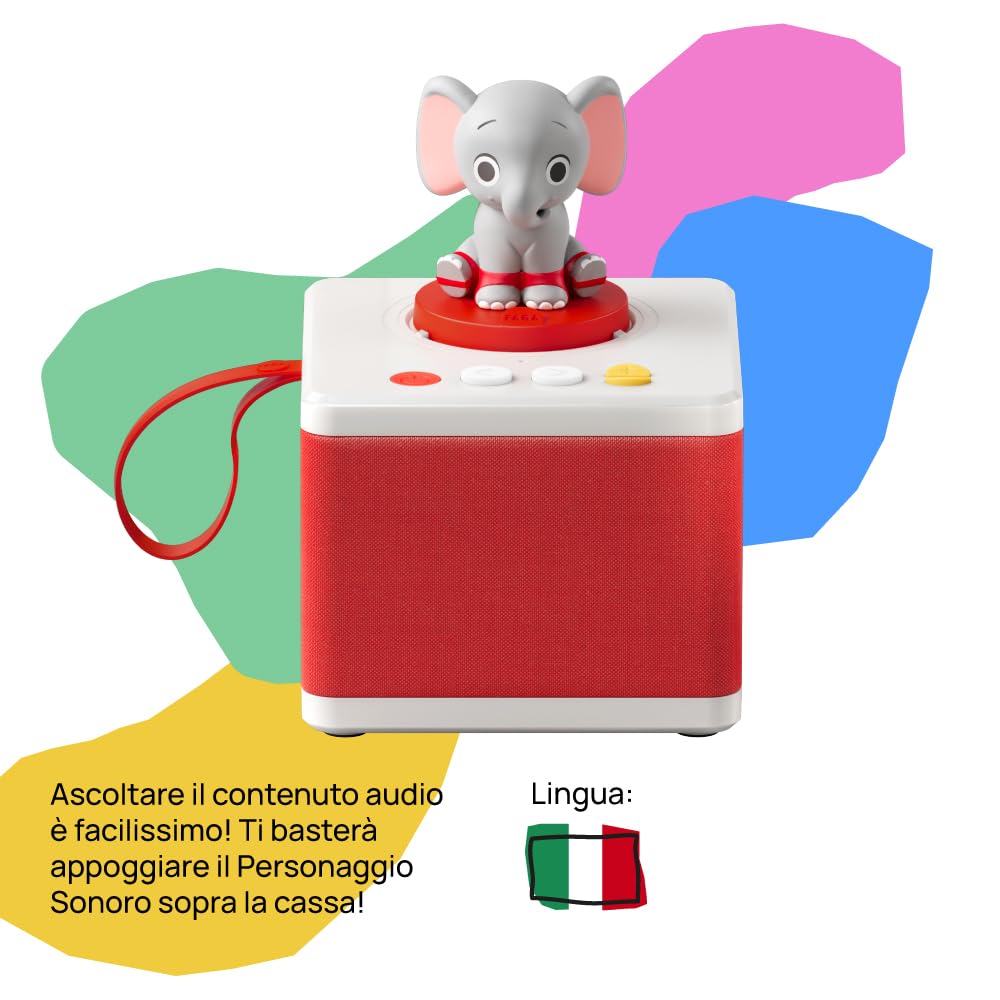 FABA Povestitor – Box audio cu figură sonoră „Ele, elefantul” – Jucărie educativă, versiune italiană, pentru copii de 0-6 ani