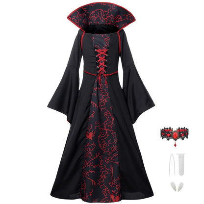 Set de rol Vampir Halloween pentru fete (Stil A, 130CM)