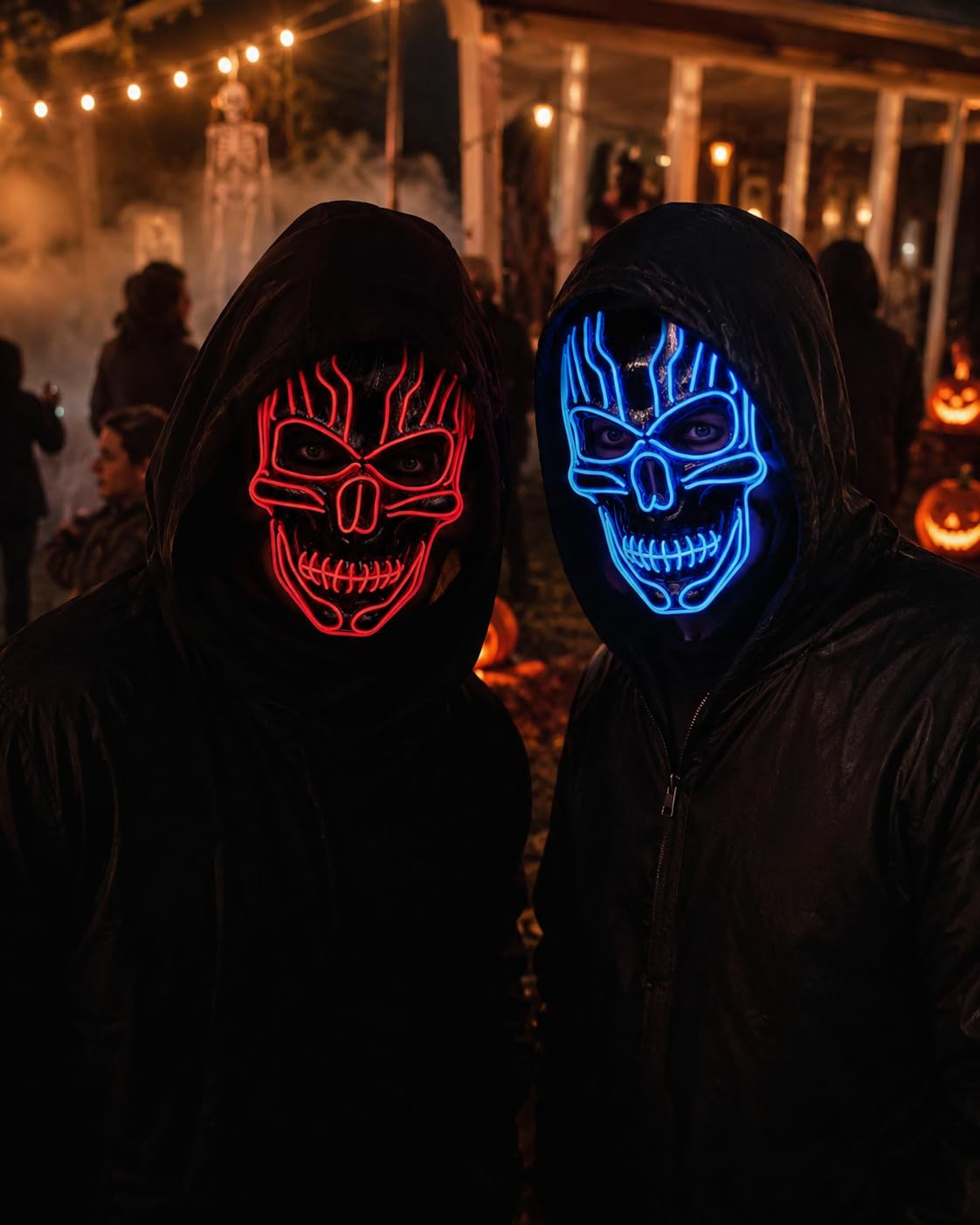 eBoutik Costum de Halloween înfricoșător cu mască schelet, Cosplay, Costume de demon pentru copii și adulți (albastru)