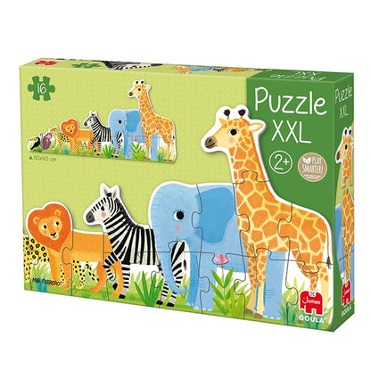 Goula D53426 - Puzzle XXL - Junglă, de la mic la mare, pentru copii de la 2 ani