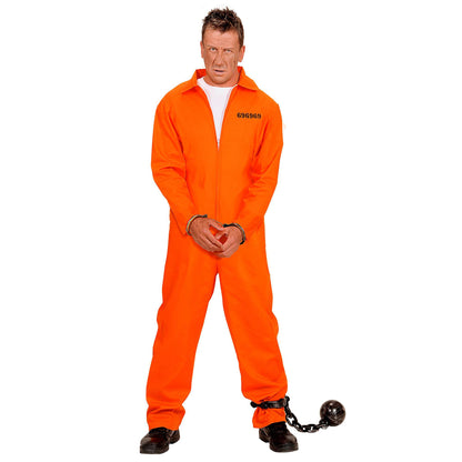 W WIDMANN MILANO Party Fashion Set costum de prizonier bărbați overall cu cătușe pentru carnaval și petrecere