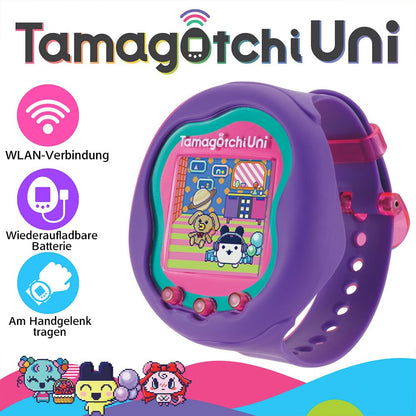 Bandai - Tamagotchi Uni - Tamagotchi conectabil cu ceas de mână - Animal interactiv Tamagotchi - Tamagotchi în limba germană - Model violet - Jucărie pentru copii de la 6 ani - 43352