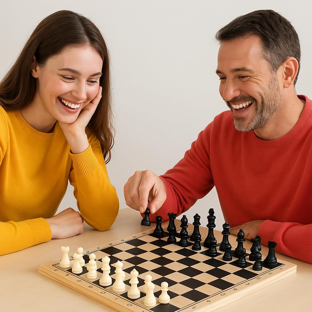 Globly Set Șah Dame Backgammon 3 în 1, lemn pliabil