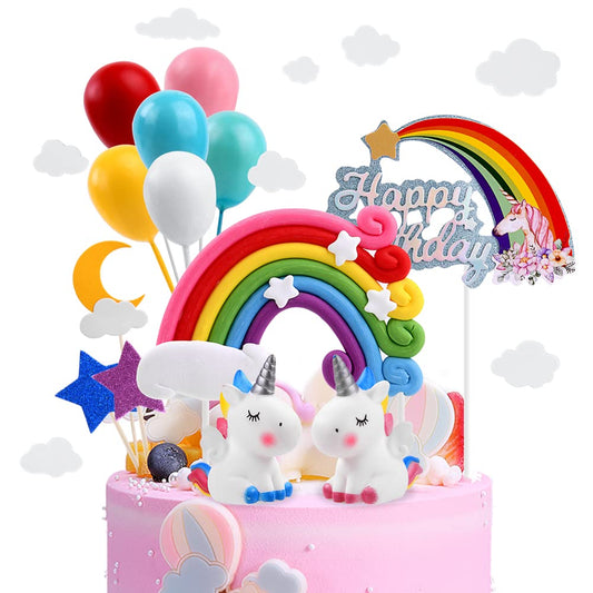 OSDUE Set decorațiuni tort unicorn ziua de naștere