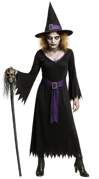 Foxxeo Costum vrăjitoare femei cu rochie și pălărie