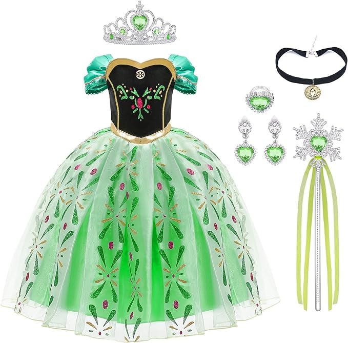 URAQT Costum printesa cu coroana si bagheta, 100 cm