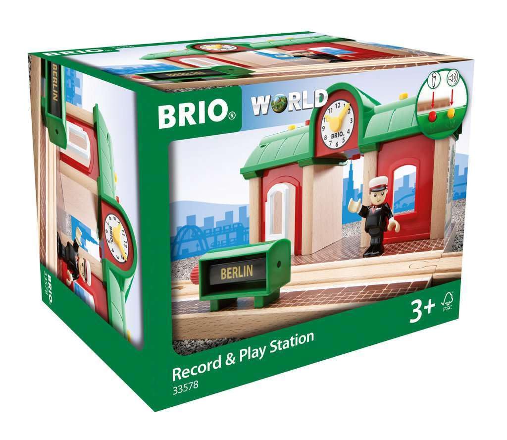 BRIO World 33578 Gară Vorbitoare Accesorii pentru Trenuri cu Funcție de Înregistrare - Jucărie pentru Copii Recomandată de la 3 Ani