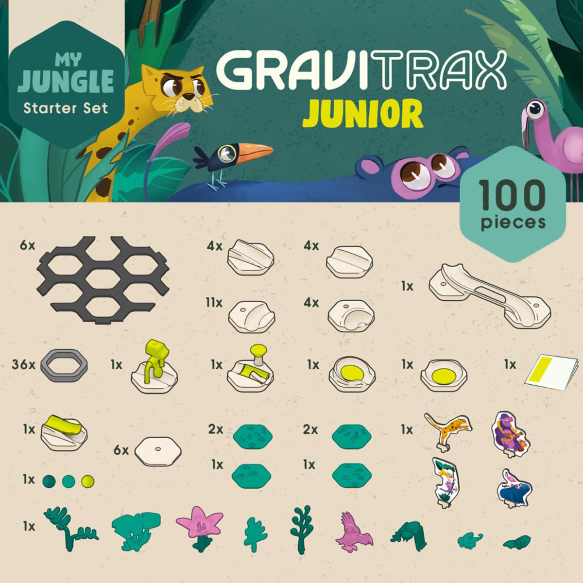 Ravensburger Set de constructie GraviTrax Junior - My Jungle, Joc Inovator și Educațional STEM, pentru Copii de 3-7 Ani și Adulți, 100 Piese