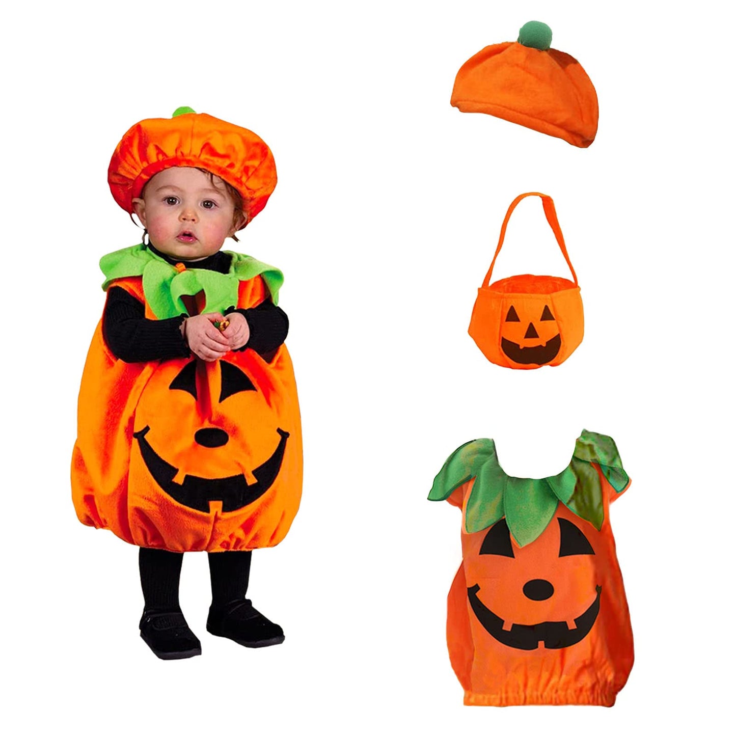 ASSUGO Costum Halloween dovleac cu palarie si sacosa