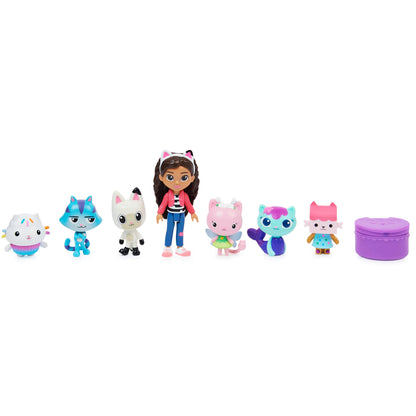 DREAMWORKS GABBY'S DOLLHOUSE - Set cadou cu figurine, Gabby cu 6 figurine de pisici și 1 cutie surpriză Cat Delivery, potrivit pentru copii de la 3 ani