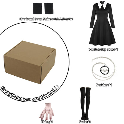 Mrsclaus Set Costum Familia Addams Halloween, 6 piese