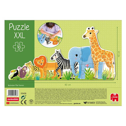 Goula D53426 - Puzzle XXL - Junglă, de la mic la mare, pentru copii de la 2 ani