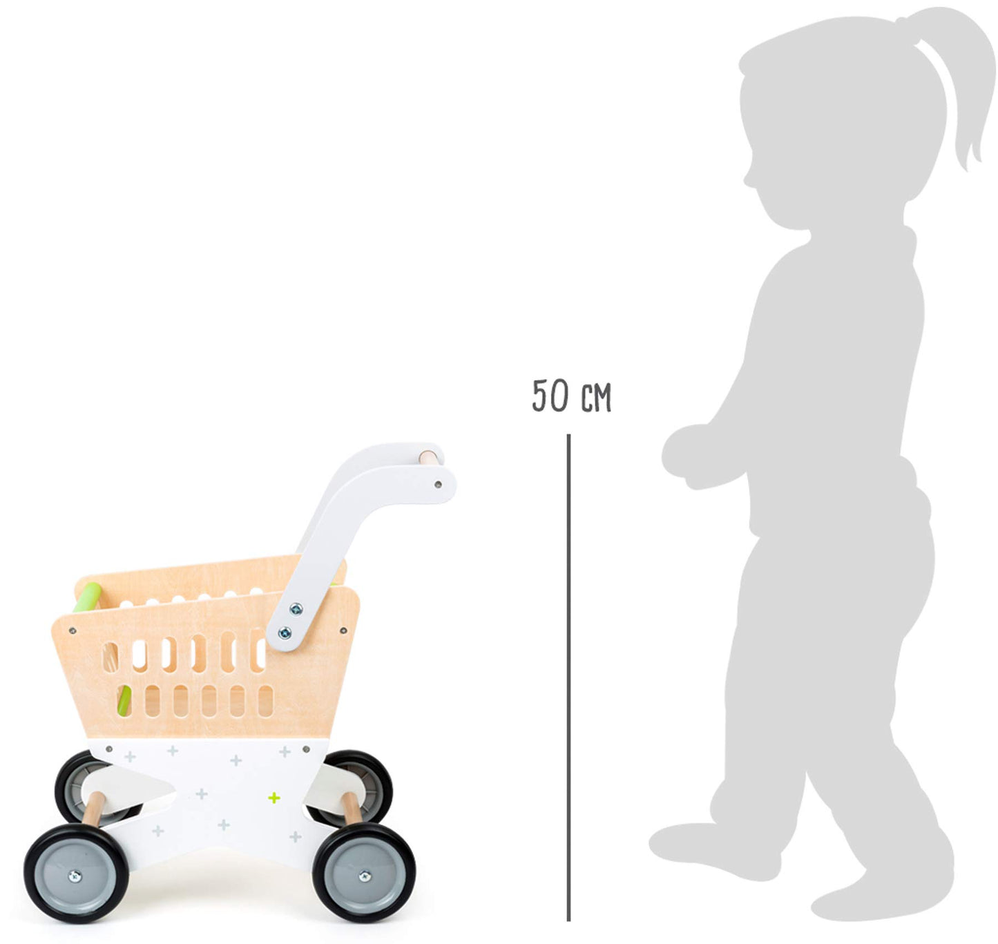 Small Foot 11161 Cărucior cumpărături lemn, 3+ ani