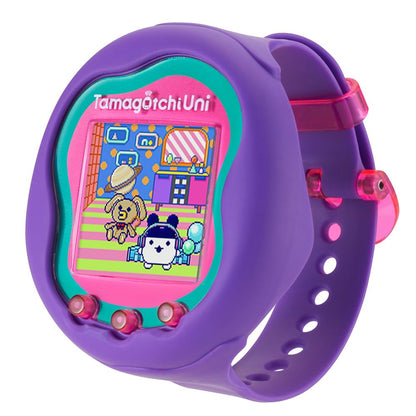 Bandai - Tamagotchi Uni - Tamagotchi conectabil cu ceas de mână - Animal interactiv Tamagotchi - Tamagotchi în limba germană - Model violet - Jucărie pentru copii de la 6 ani - 43352