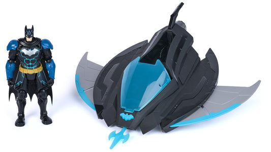 DC Comics Batman Ninja Set de joacă Batwing cu lansator de proiectile și păpușă de acțiune 15 cm pentru copii de la 4 ani