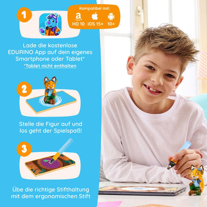 Edurino DE-S001 Set de învățare pentru citit și scris cu Mika 1 nivel 4+ ani cu stilou digital | Joc educațional digital inovator