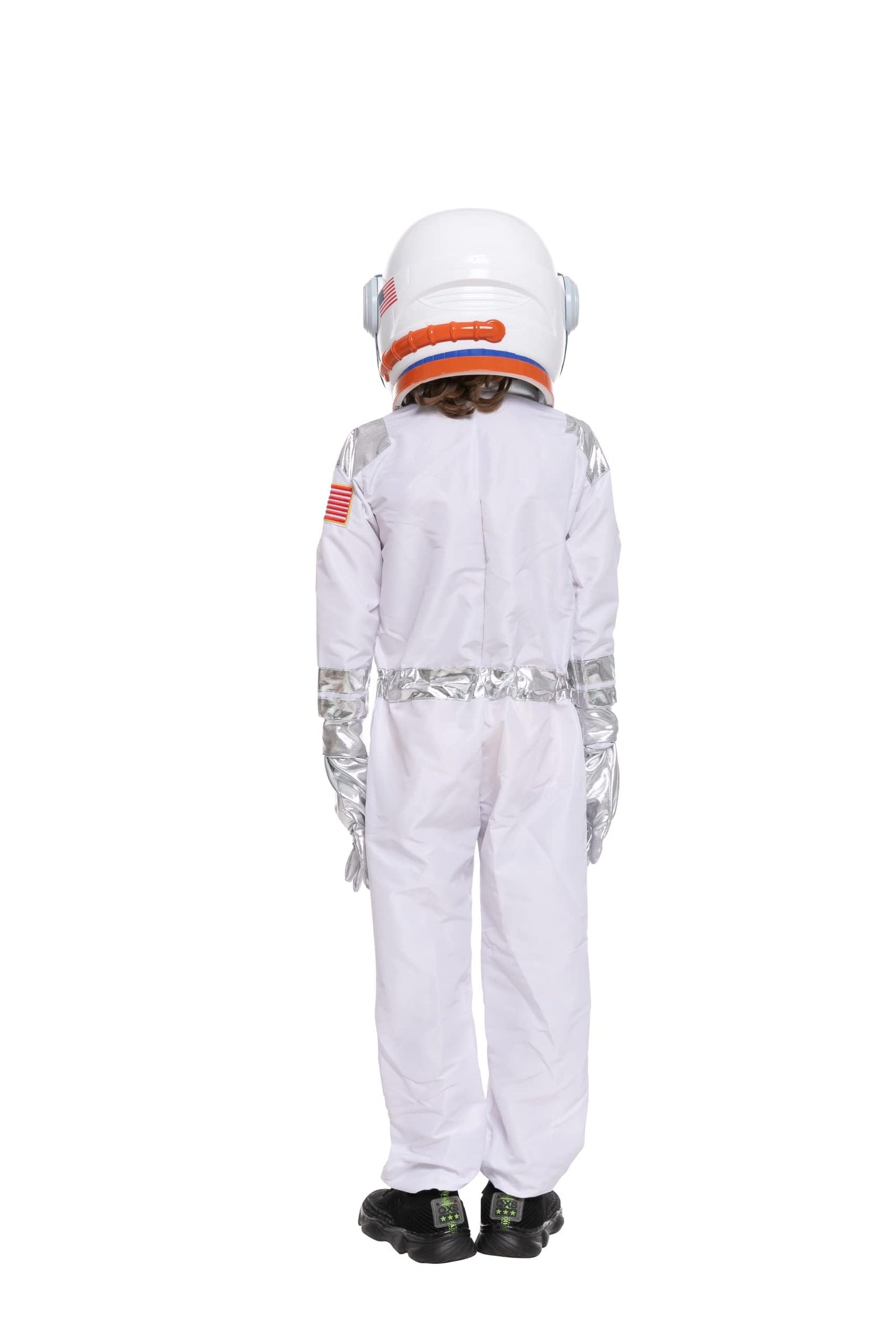 Costum Astronaut  Halloween cu Dungi Argintii pentru copii, Marime 3-4 ani - Jumpsuit Pilot cu Casca