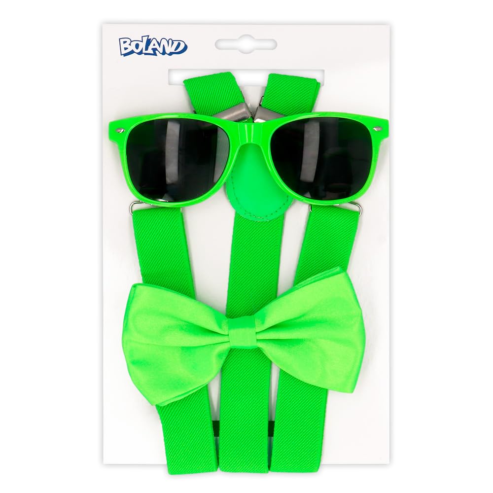 Boland Kostümset Set de accesorii cu bretele neon verde pentru adulți