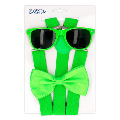 Boland Kostümset Set de accesorii cu bretele neon verde pentru adulți