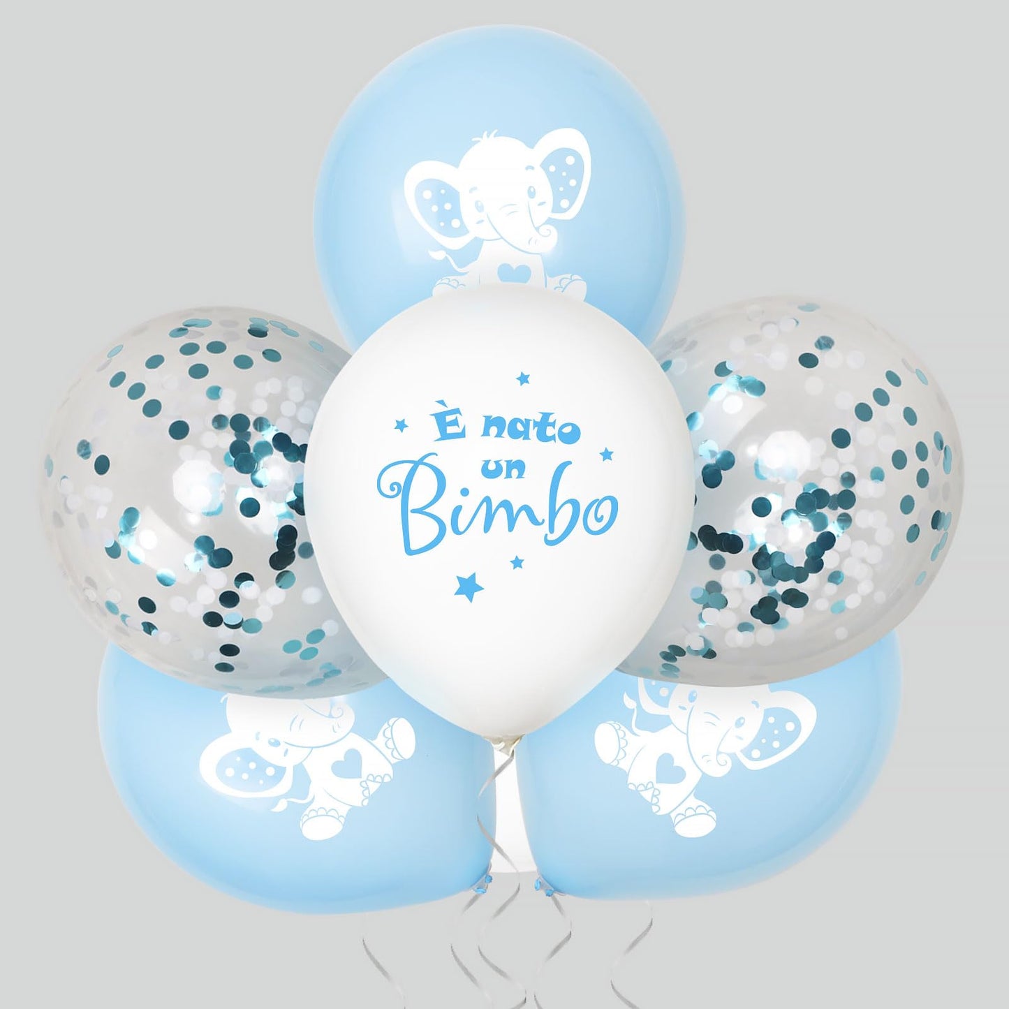 24 Bucăți Balonii cu Elefant 12 Inch cu Panglica pentru Balon Helium Petrecere pentru Bebeluși Zi de Naștere Decorațiuni pentru Bebeluși Confetti pentru Botez Decorare Balon (Albastru)